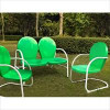 Crosley Furniture Griffith 3 Piece Metal Outdoor Conversation Seating Set - Loveseat and 2 Chairs in Grasshopper Green Finish