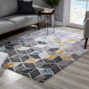 7 x 10 ft. Gray & Gold Cubic Block Area Rug, Gray & Gold