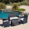 Outdoor Wicker Rattan Patio Furniture Set Black - 4 Piece