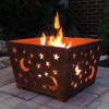 Star & Moon Fire Basket, Rust Metal
