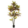 6 ft. Potted Artificial Green & Orange Cronton Tree with 140 Leaves