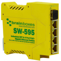 Brainboxes SW-595 4 PORT POE+ GB ENET SWITCH/SFP INDUSTRIAL HIGH-SPEED DATA TRANSFER