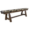 6 ft. Homestead Collection Plank Style Bench with Woodland Upholstery, Stain & Clear Lacquer Finish