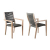 36.5 in. Madsen Outdoor Patio Charcoal Rope Arm Acacia Chair Natural Color - Set of 2