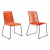 Shasta Metal & Rope Stackable Outdoor Dining Chair, Black Powder Coated & Brick Red - Set of 2