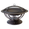 30 x 18 in. Wood Burning Firepit with Scroll Design Black