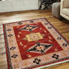 8 x 10 ft. Hand Knotted Afghan Wool & Silk Area Rug, Red Beige - Kazak
