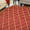 6 x 9 ft. Hand Knotted Wool Geometric Area Rug, Red & Gold
