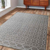 8 x 10 ft. Hand Knotted Sumak Silk & Wool Geometric Rectangle Area Rug, Beige & White
