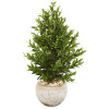 3 in. Olive Cone Topiary Artificial Tree in Sand Stone Planter