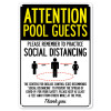 SignMission Covid-19 Notice Sign - Attention Pool Guests Practice Social Distancing
