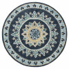HomeRoots 7 ft. Round Blue Floral Medallion Area Rug