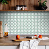 HomeRoots 4 x 4 in. Light Sage & White Circle Flower Peel & Stick Removable Tiles