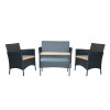 Jeco 2 in. Aoife Steel Black Resin Wicker Patio Conversation Set with Tan Cushion - 4 Piece