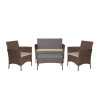 Jeco 2 in. Conor Steel Esprsso Resin Wicker Patio Conversation Set with Tan Cushion - 4 Piece