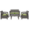 Jeco Ourea Espresso Conversation Patio Set with Sage Green Cushion - 4 Piece