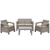 Jeco Pontus Grey Conversation Patio Set Tan Cushion - 4 Piece