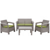Jeco Pontus Grey Conversation Patio Set with Sage Green Cushion - 4 Piece