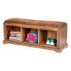 American Furniture Classics Solid Wood Hall Bench with Pinto Brown Microfiber Fabric Covered Cushioned Seat
