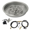 American Fireglass 25 in. Round Stainless Steel Drop-In Fire Pit Pan with Spark Ignition Kit - Propane