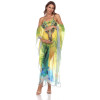 White Mark Women Plus Size Sheer Maxi Caftan Tunic Top Yellow - One Size