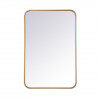 Elegant Lighting 20 x 30 in. Soft Corner Metal Rectangular Mirror Brass