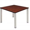 Regency 36 In. Square Cherry Table & Chrome Post Legs