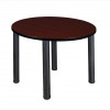 Regency 36 In. Round Mahogany Table & Black Post Legs