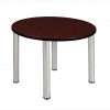 Regency 36 In. Round Mahogany Table & Chrome Post Legs