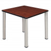 Regency 30 In. Square Cherry Table & Chrome Post Legs