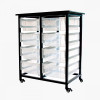 Luxor Furniture Mobile Bin Storage Unit Double Row with Large Clear Bins, Light & Dark Gray