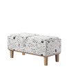 Ore Furniture 17 in. Beige Stencils Letter Pattern Seat Flip Storage Bench with Unfinish Legs