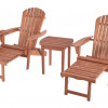 W Unlimited Oceanic Adirondack Chaise Lounge Chair Foldable with Built-in Ottoman & End Table Set, Beige Walnut