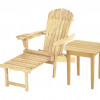 W Unlimited Oceanic Collection Outdoor Bistro Adirondack Chaise Lounge Foldable Chair Set with Cup & Glass Holder & Built in Ottoman, Natural - Wood - 2 Piece