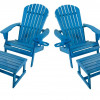 W Unlimited Earth Collection Adirondack Chair with Phone & Cup Holder - 2 Chairs & 2 Ottoman Set, Sky Blue