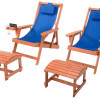 W Unlimited Romantic Collection Canvas Sling Chair with Cup and Wine Holder and Ottoman (Set of 4)