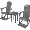 W Unlimited Zero Gravity Adirondack Rocking Chair with Built-in Footrest & End Table Set, Dark Gray, Set of 2