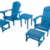 W Unlimited Earth Collection Adirondack Chair with Phone & Cup Holder - 2 Chairs, 2 Ottoman & End Table Set, Sky Blue