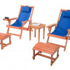 W Unlimited Romantic Collection Canvas Sling Chair with Cup and Wine Holder and Ottoman (Set of 5)