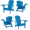 W Unlimited Earth Collection Adirondack Chair with Phone & Cup Holder, Sky Blue - Set of 4