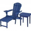 W Unlimited Oceanic Collection Outdoor Bistro Adirondack Chaise Lounge Foldable Chair Set with Cup & Glass Holder & Built in Ottoman, Navy Blue - Wood - 2 Piece