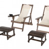 W Unlimited Romantic Collection Canvas Sling Chair with Cup and Wine Holder and Ottoman (Set of 4)