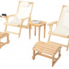 W Unlimited Romantic Collection Canvas Sling Chair with Cup and Wine Holder and Ottoman (Set of 5)