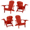 W Unlimited 6 in. Earth Adirondack Chair with Phone & Cup Holder, Red - Set of 4