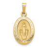 Finest Gold 11 x 18 mm 14K Yellow Gold Polished Satin Miraculous Medal Pendant