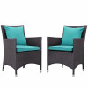Modway Furniture Convene 2 Piece Outdoor Patio Dining Set Espresso & Turquoise - 25.5 x 49 x 34.5 in.