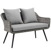 Modway Furniture Endeavor Outdoor Patio Wicker Rattan Loveseat Gray