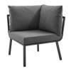 Modway Furniture Riverside Outdoor Patio Aluminum Corner Chair - Gray & Charcoal