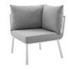 Modway Furniture Riverside Outdoor Patio Aluminum Corner Chair - White Gray