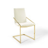 Modway Furniture Pitch Performance Velvet Dining Armchair - Gold & Ivory